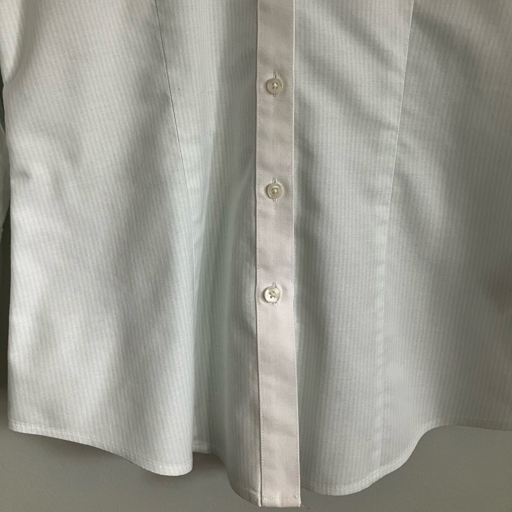BROOKS BROTHERS Mint Green and White Striped Cotton Button Down Size 2 - Picture 4 of 13